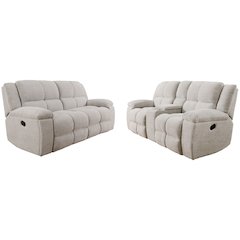 Buster - Opal Taupe Manual Reclining Sofa and Loveseat