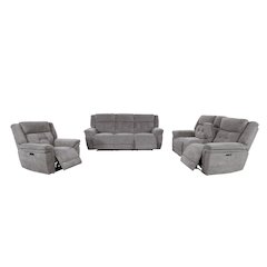 Richland - Bristol Grey Power Reclining Sofa Loveseat and Recliner