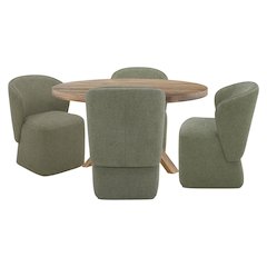 Downtown Dining 60 In. Round Dining Table With 4 Upholstered Chairs