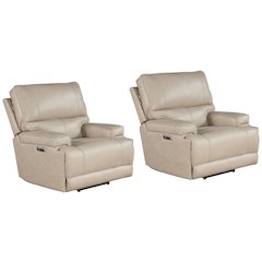 Whitman - Verona Linen - Powered By Freemotion Cordless Power Recliner Two Pack