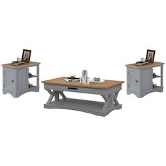 Modern - Dove Cocktail Table with 2 Chairside Tables