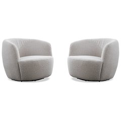Carina - Bloke Cotton Swivel Barrel Chair Two Pack