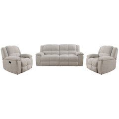 Buster - Opal Taupe Manual Glider Reclining Sofa and Two Recliners