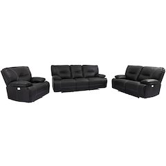 Spartacus - Black Power Reclining Sofa Loveseat and Recliner