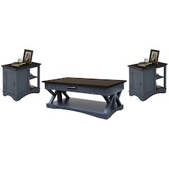 Modern - Denim Cocktail Table with 2 Chairside Tables