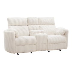 Radius - Mega Ivory Power Glider Reclining Console Loveseat