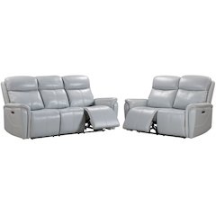 Cascade - Seamist Grey Power Reclining Sofa and Loveseat