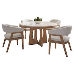 Dining 54" Round Table with 4 barrel chairs