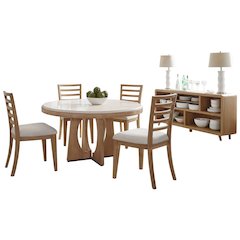 Dining 54" Round Table with console & 4 ladderback chairs