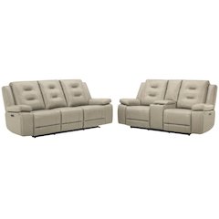 Caldwell - Tahoe Fog Power Reclining Sofa and Loveseat