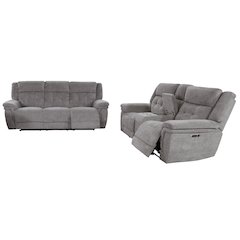 Richland - Bristol Grey Power Reclining Sofa and Loveseat