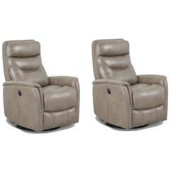 Gemini - Linen Power Swivel Glider Recliner Two Pack