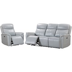Cascade - Seamist Grey Power Reclining Sofa and Recliner