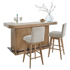 Dining 78" Bar with 2 upholstered swivel barstools
