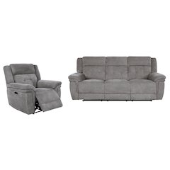 Richland - Bristol Grey Power Reclining Sofa and Recliner