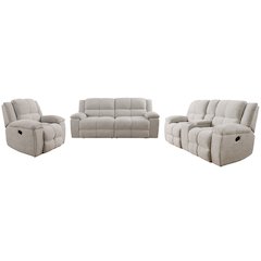 Buster - Opal Taupe Manual Reclining Sofa Loveseat and Recliner