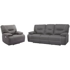 Spartacus - Haze Power Reclining Sofa and Recliner