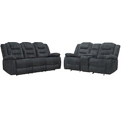 Bolton - Misty Storm Manual Glider Reclining Sofa and Loveseat