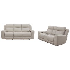 Calgary - Stone Power Reclining Sofa and Loveseat