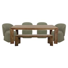 Downtown Dining 86 In. Rectangular Dining Table With 4 Upholstered Chairs
