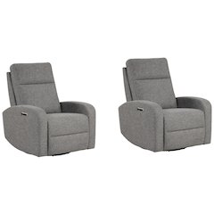 Thriller - Natural Beauty Grey Power Swivel Glider Recliner Two Pack