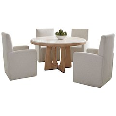 Dining 54" Round Table with 4 caster chairs