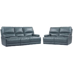 Whitman - Verona Azure - Powered By Freemotion Power Reclining Sofa and Loveseat