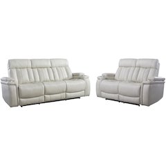 Royce - Fantom Ivory Power Reclining Sofa and Loveseat