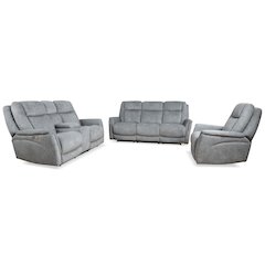 Linus - Hudson Grey Power Reclining Sofa Loveseat and Recliner