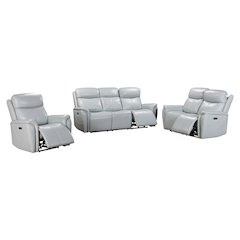 Cascade - Seamist Grey Power Reclining Sofa Loveseat and Recliner