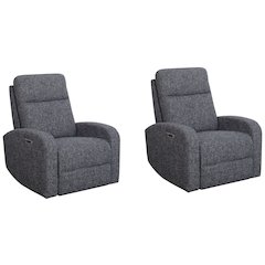 Thriller - Natural Beauty Denim Power Swivel Glider Recliner Two Pack