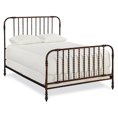 Metal Bed Frame – King Bed Frame in Brown Finish with Slatted Support