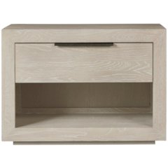Gray Modern Nightstand with Drawer and Open Shelf Bedside Table