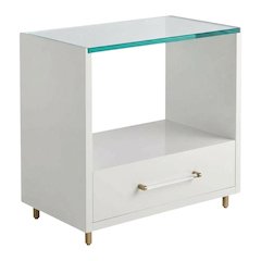 Alabaster Nightstand with Distressed Finish and Elegant Style
