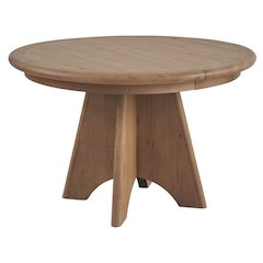 Brown Round Pedestal Dining Table With Oak Veneer Finish for 6