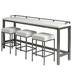 White Console Table with Stools for Bar Seating and Living Room Use