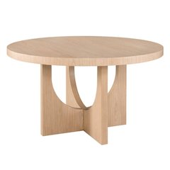 Round Oak Dining Table for 4 with Hand Finished Pedestal Base Design