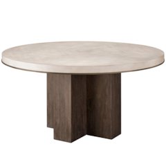 Topanga Round Dining Table In Silver Fox/Otter Color