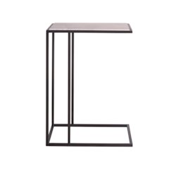 Metal & Stone Drink Table In Soft Matte Black Color