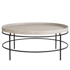 Round Tray Top Cocktail Table In Rolling Fog Color