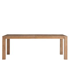 Beige Wood Dining Table with Two Leaves and Extendable to 120 Inches