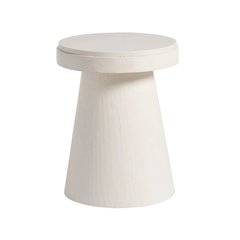 White Stone Accent Table with Honed Top – Round Outdoor or Living Space Piece