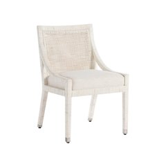 White Natural Rattan Dining Chair with Nomad Snow Fabric – Boho Seating Style