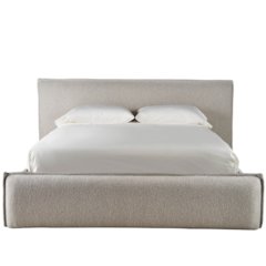 Lux Upholstered Bed King In Aged Satin Pewter Color