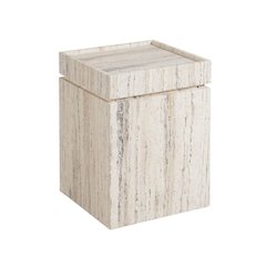 Natural Travertine Stone Accent Table with Honed Finish and Felt Pads