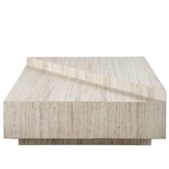 Daxton Cocktail Table In White Travertine Color