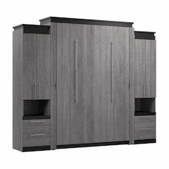 Orion Queen Murphy Bed with Storage Cabinets and Pull-Out Shelves (106W)