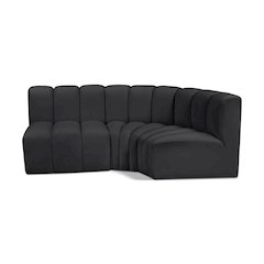 Arc Black Vegan Leather Modular Sofa
