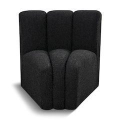 Arc Black Boucle Fabric Curved Corner