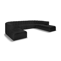 Arc Black Boucle Fabric Modular Sofa